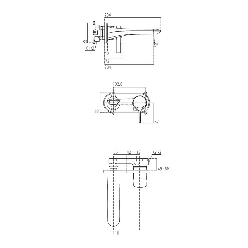 Immagine di Ideal Standard MELANGE miscelatore monocomando lavabo per installazione a parete, finitura cromo A5591AA