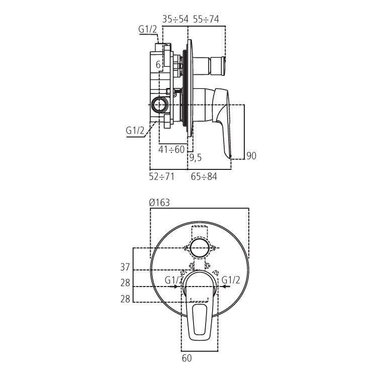 Immagine di Ideal Standard CERAMIX BLUE miscelatore monocomando ad incasso per vasca/doccia, finitura cromo A6666AA