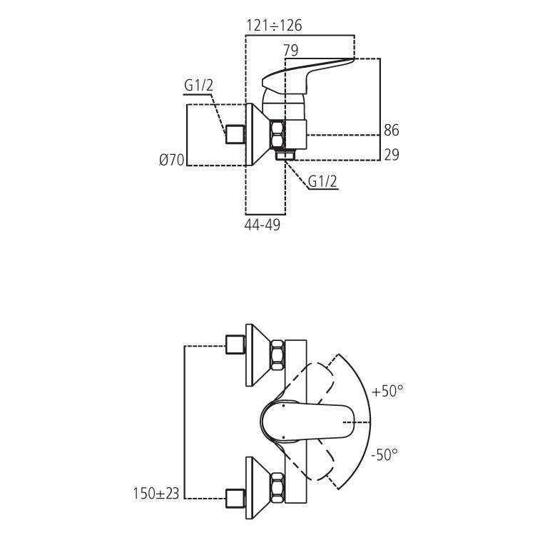 Immagine di Ceramica Dolomite BASE miscelatore monocomando esterno per doccia, non corredato di componenti doccia, cromo B5116AA