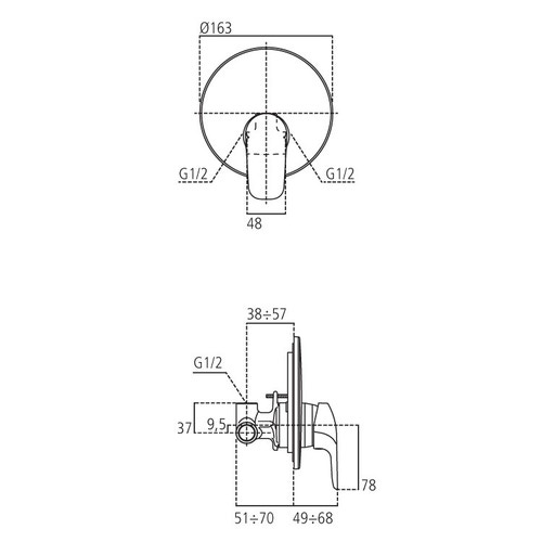 Immagine di Ceramica Dolomite BASE miscelatore monocomando ad incasso per doccia, non corredato di componenti doccia, cromo A6726AA