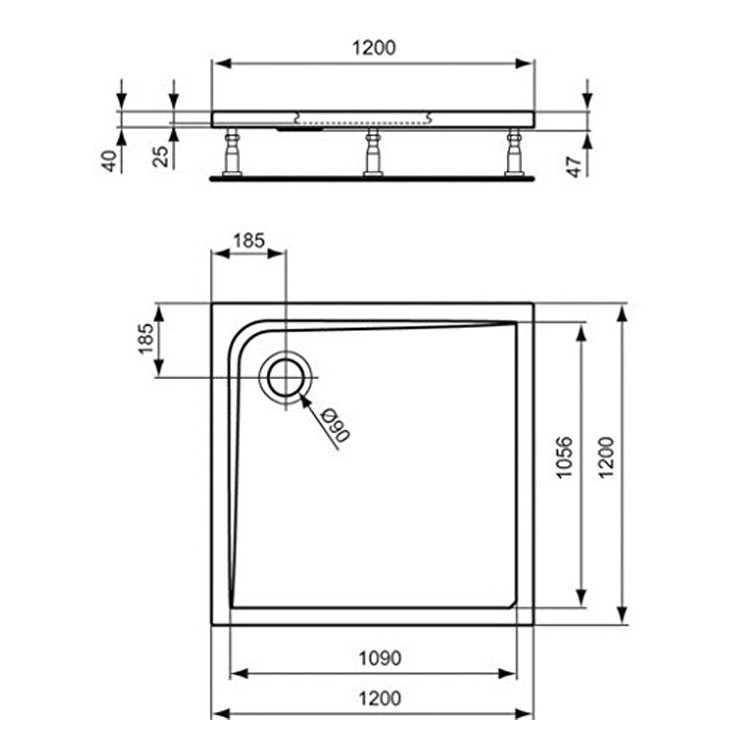 Immagine di Ideal Standard ULTRA FLAT piatto doccia quadrato in acrilico 120 x 120 cm, bianco K517501