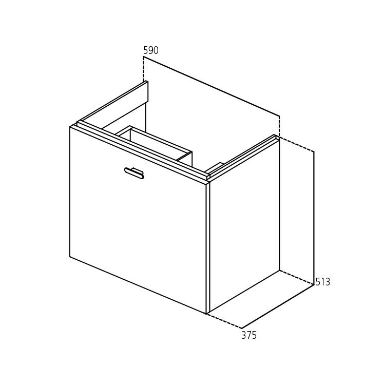 Immagine di Ideal Standard CONNECT SPACE mobile sottolavabo 59 x 51,3 x 37,5 cm, versione destra, finitura grigio laccato lucido E0315KR