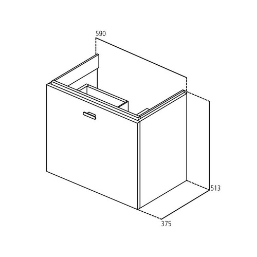 Immagine di Ideal Standard CONNECT SPACE mobile sottolavabo 59 x 51,3 x 37,5 cm, versione destra, finitura bianco laccato lucido E0315WG