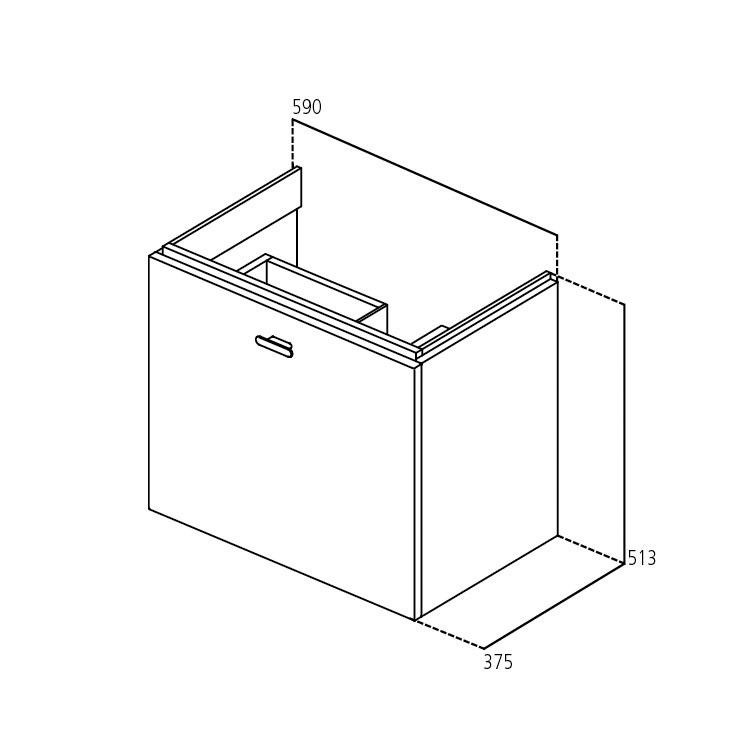 Immagine di Ideal Standard CONNECT SPACE mobile sottolavabo 59 x 51,3 x 37,5 cm, versione sinistra, finitura noce scuro E0314SX