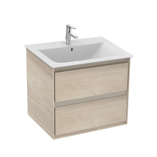 Immagine di Ideal Standard CONNECT AIR mobile sottolavabo 60 cm con 2 cassetti, finitura legno miele (esterno) e marrone chiaro matt (interno) E0818UK