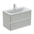 Immagine di Ideal Standard CONNECT AIR mobile sottolavabo 80 cm con 2 cassetti, finitura grigio lucido (esterno) e bianco matt (interno) E0819EQ