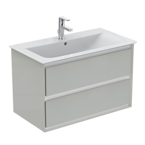 Immagine di Ideal Standard CONNECT AIR mobile sottolavabo 80 cm con 2 cassetti, finitura grigio lucido (esterno) e bianco matt (interno) E0819EQ