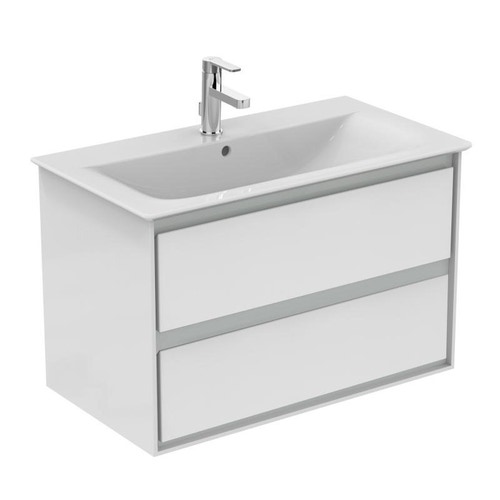 Immagine di Ideal Standard CONNECT AIR mobile sottolavabo 80 cm con 2 cassetti, finitura bianco lucido (esterno) e grigio chiaro matt (interno) E0819KN