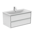 Immagine di Ideal Standard CONNECT AIR mobile sottolavabo 100 cm con 2 cassetti, finitura bianco lucido (esterno) e grigio chiaro matt (interno) E0821KN