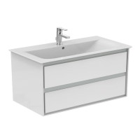 Immagine di Ideal Standard CONNECT AIR mobile sottolavabo 100 cm con 2 cassetti, finitura bianco lucido (esterno) e grigio chiaro matt (interno) E0821KN