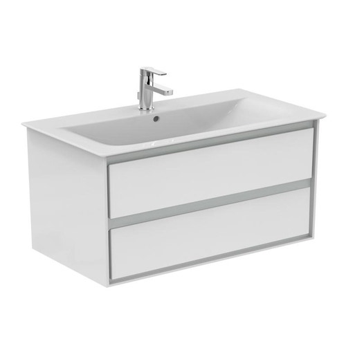 Immagine di Ideal Standard CONNECT AIR mobile sottolavabo 100 cm con 2 cassetti, finitura bianco lucido (esterno) e grigio chiaro matt (interno) E0821KN