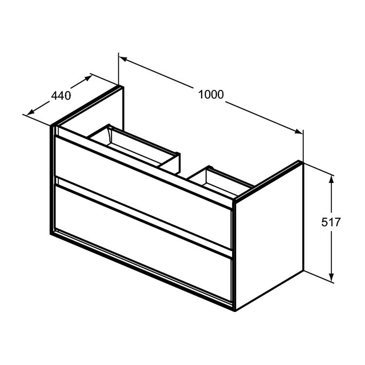 Immagine di Ideal Standard CONNECT AIR mobile sottolavabo 100 cm con 2 cassetti, finitura bianco lucido (esterno) e grigio chiaro matt (interno) E0821KN