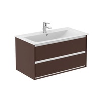 Immagine di Ideal Standard CONNECT AIR mobile sottolavabo 100 cm con 2 cassetti, finitura marrone scuro matt (esterno) e bianco matt (interno) E0821VY