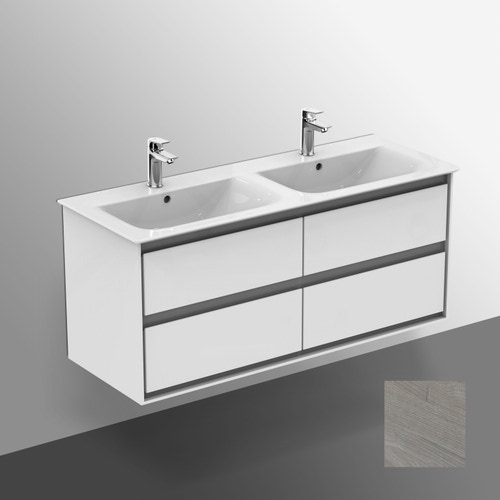 Immagine di Ideal Standard CONNECT AIR mobile sottolavabo 120 cm con 4 cassetti, finitura legno grigio (esterno) e bianco matt (interno) E0822PS