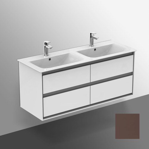 Immagine di Ideal Standard CONNECT AIR mobile sottolavabo 120 cm con 4 cassetti, finitura marrone scuro matt (esterno) e bianco matt (interno) E0822VY