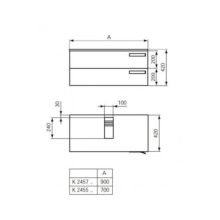 Immagine di Ideal Standard STRADA Mobile sottolavabo con Top 900x400x420 mm, Finitura Grigio lucido K2457WH