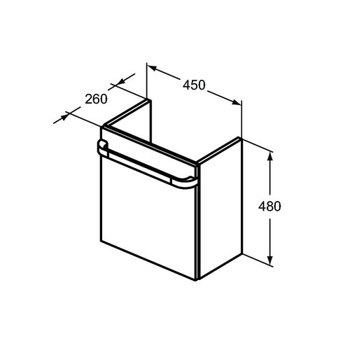 Immagine di Ideal Standard TONIC II mobile sottolavabo 45 x 26 x 48 cm con anta apertura a destra, finitura legno miele R4306FF