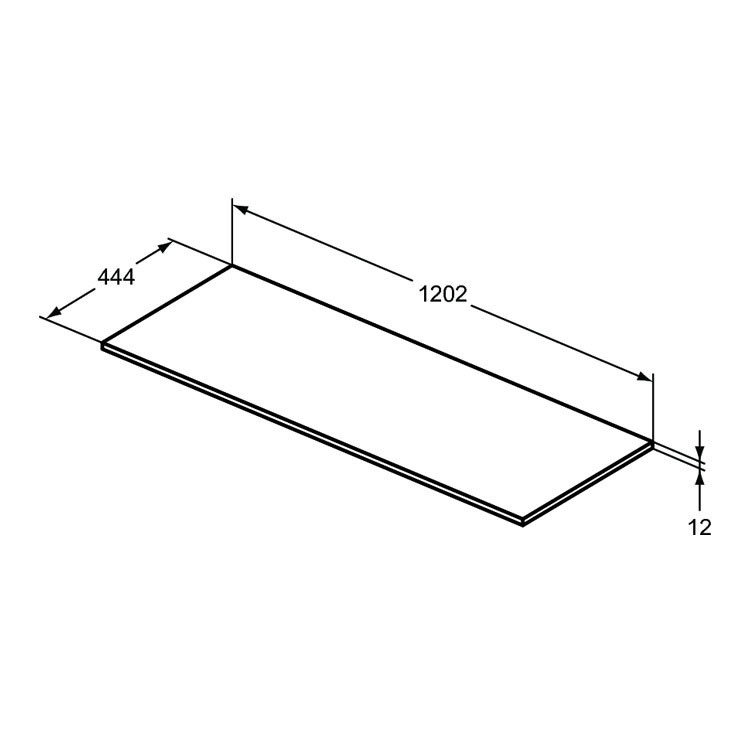 Immagine di Ideal Standard TONIC II Top 120.2 x 1.2 x 44.2 cm per struttura o mobile, bianco laccato lucido R4324WG