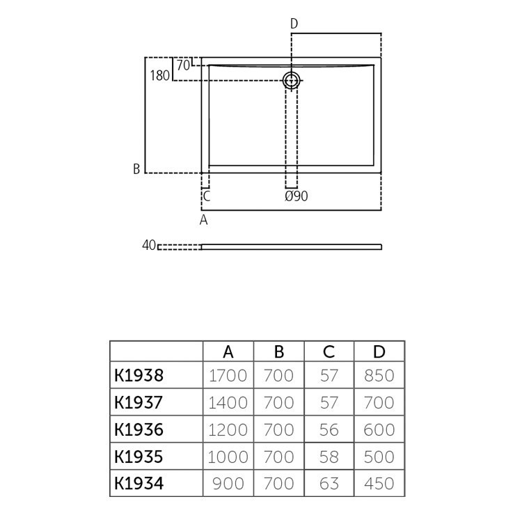 Immagine di Ideal Standard ULTRA FLAT piatto doccia rettangolare in acrilico 170 x 70 cm, bianco K193801