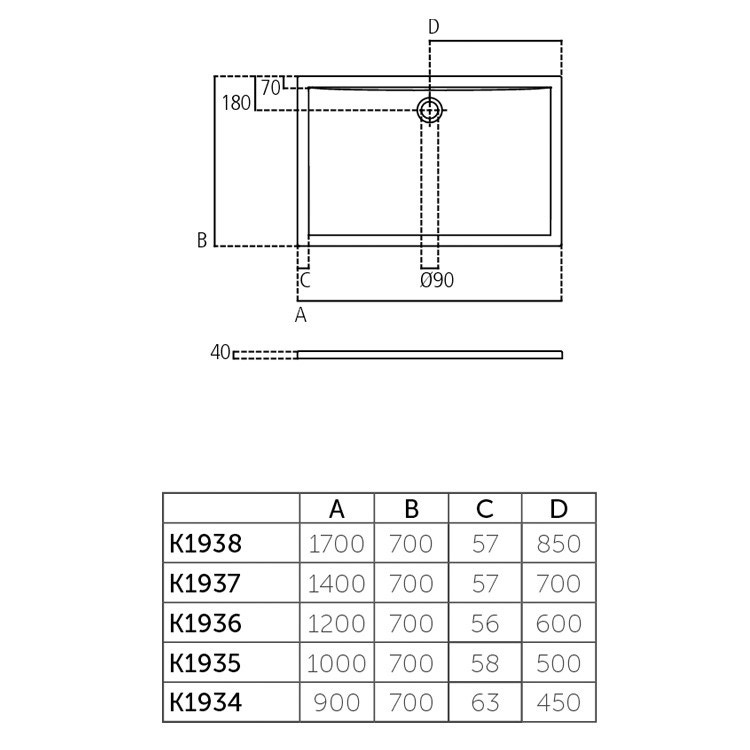 Immagine di Ideal Standard ULTRA FLAT piatto doccia rettangolare in acrilico 140 x 70 cm, bianco K193701