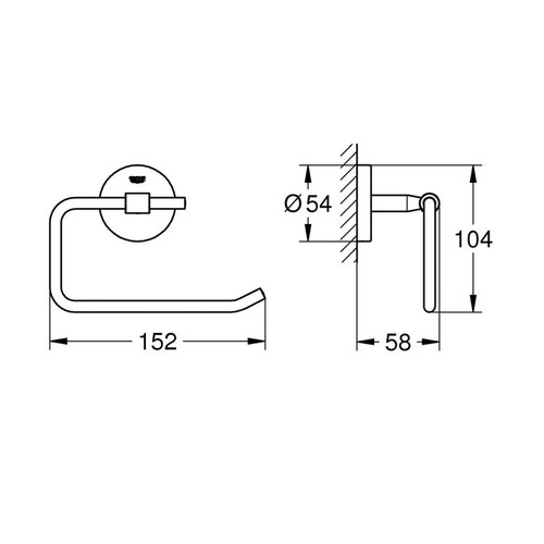 Immagine di Grohe BAU COSMOPOLITAN porta rotolo in metallo, senza coperchio, fissaggio a vite, finitura cromo 40457001