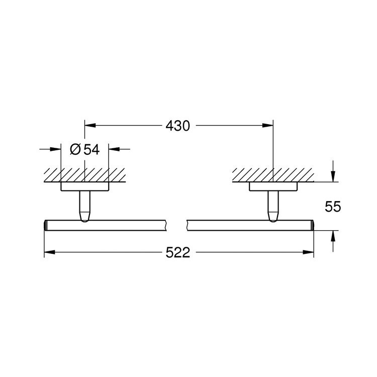 Immagine di Grohe BAU COSMOPOLITAN portasalviette L.52 cm, in metallo, fissaggio a vite, finitura cromo 40459001