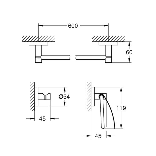 Immagine di Grohe Essentials Set accessori bagno 3-in-1, finitura super steel 40775DC1
