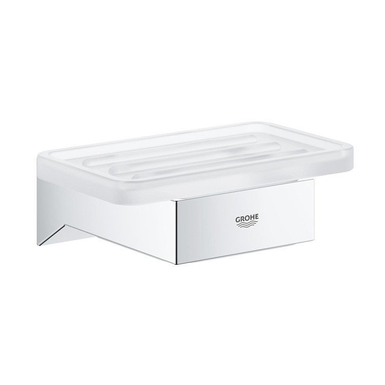 Immagine di Grohe SELECTION CUBE supporto in metallo per bicchiere, porta sapone e dispenser sapone, finitura cromo 40865000