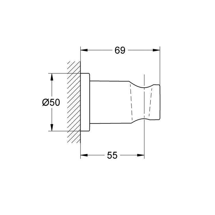 Immagine di Grohe RAINSHOWER supporto a parete per manopola doccia, finitura satinato super steel 27074DC0