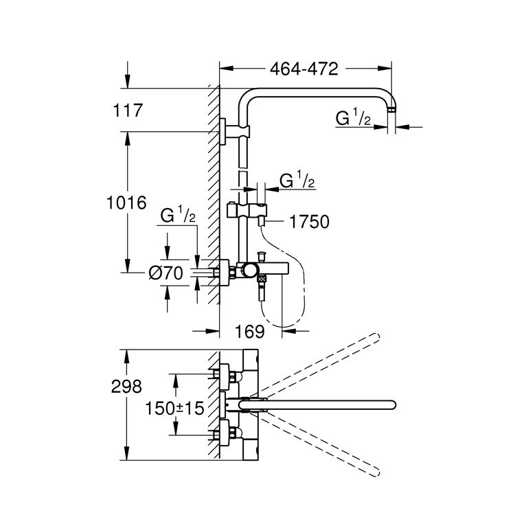 Immagine di Grohe Euphoria System doccia con miscelatore termostatico, finitura cromo 26243000