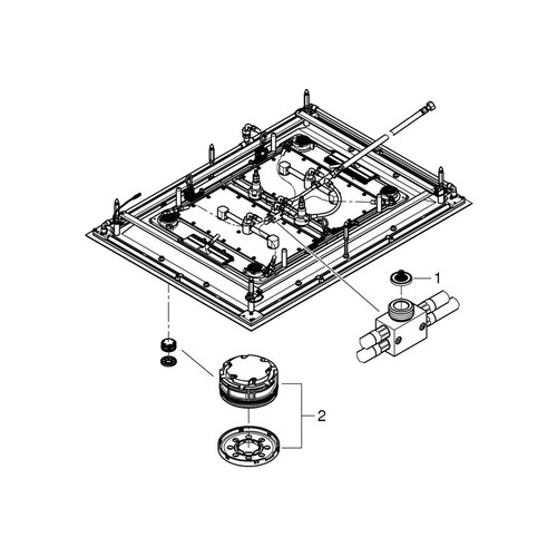 Immagine di Grohe Rainshower F-Series 40" AquaSymphony Soffione a soffitto con luci a 6 tipologie di getto combinabili, finitura cromo 26373001