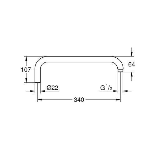 Immagine di Grohe RAINSHOWER braccio doccia per sistemi doccia, finitura cromo 14047000
