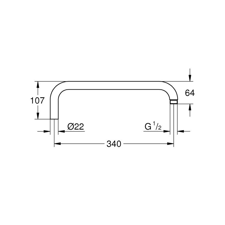 Immagine di Grohe RAINSHOWER braccio doccia per sistemi doccia, finitura cromo 14047000
