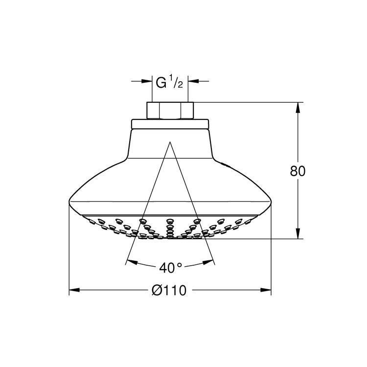 Immagine di Grohe EUPHORIA 110 MONO soffione doccia a 1 getto, finitura cromo 27810001