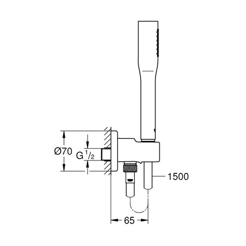 Immagine di Grohe EUPHORIA COSMOPOLITAN STICK set doccia con manopola doccia, raccordo erogatore con supporto e flessibile 150 cm, finitura cromo 26404000