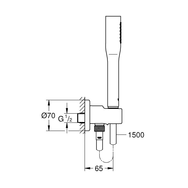 Immagine di Grohe EUPHORIA COSMOPOLITAN STICK set doccia con manopola doccia, raccordo erogatore con supporto e flessibile 150 cm, finitura cromo 26404000