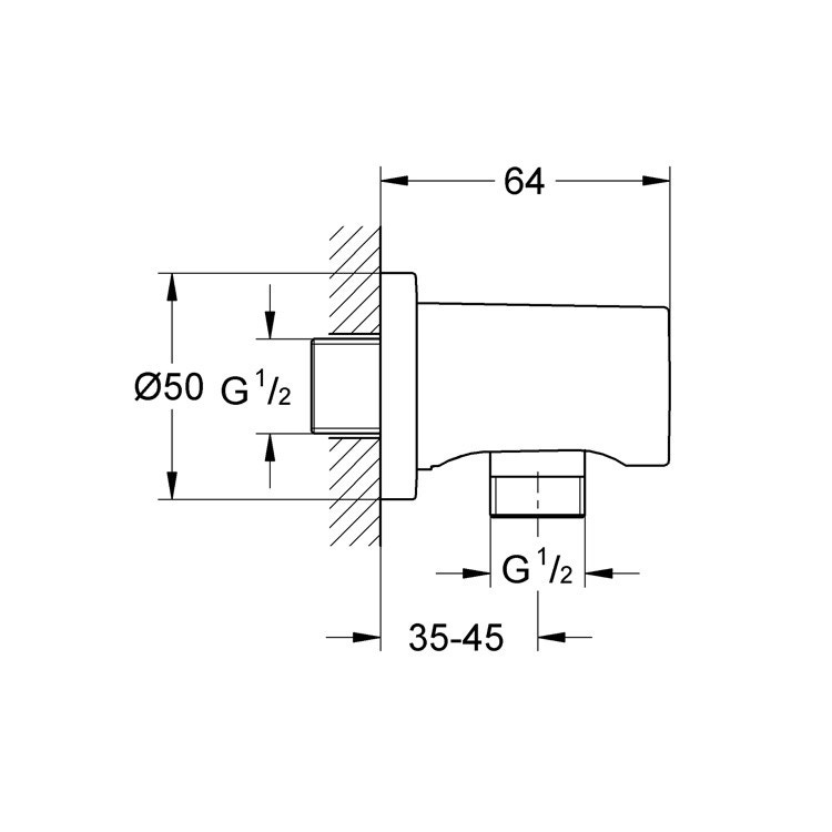 Immagine di Grohe RAINSHOWER raccordo erogatore, finitura satinato super steel 27057DC0
