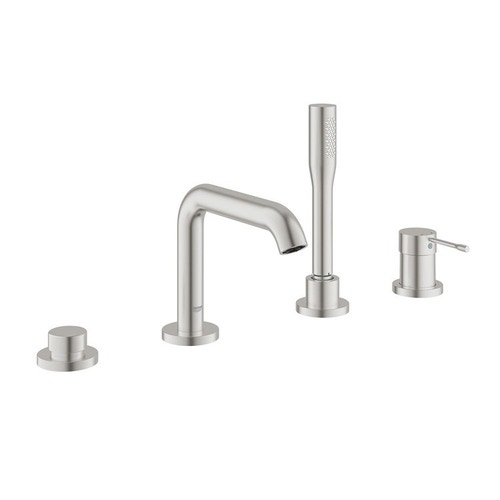 Immagine di Grohe Essence New Miscelatore monocomando bordo vasca a 4 fori, finitura super steel 19578DC1