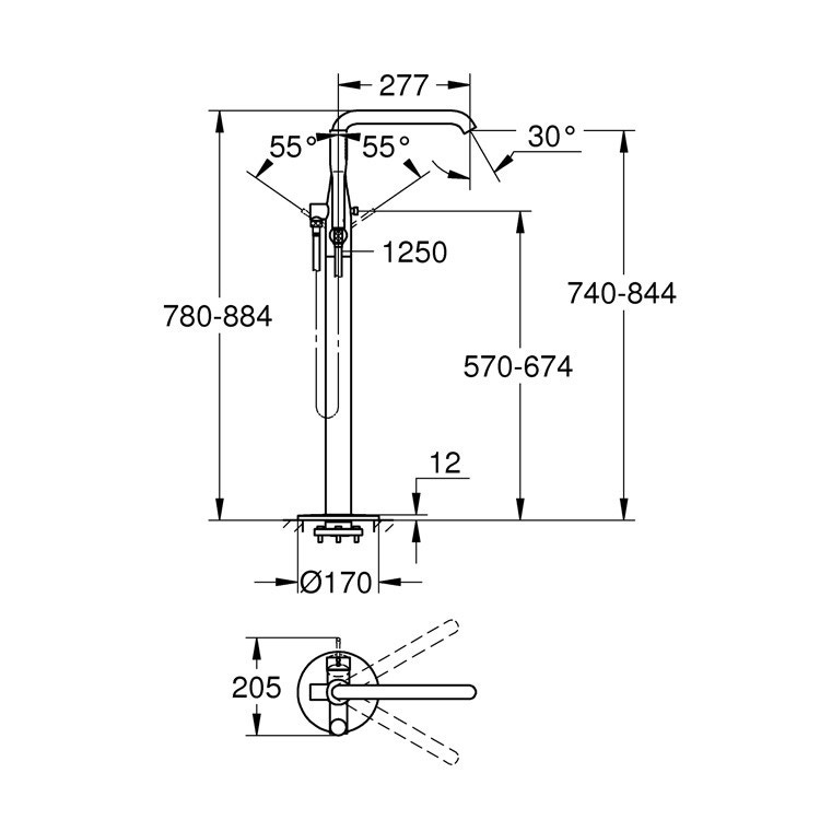 Immagine di Grohe Essence New Miscelatore monocomando per vasca/doccia, finitura super steel 23491DC1