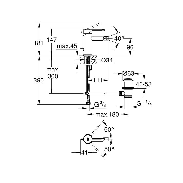 Immagine di Grohe Essence New Miscelatore monocomando per bidet taglia S, finitura super steel 32935DC1
