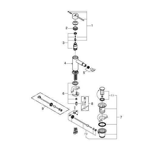 Immagine di Grohe Essence New Miscelatore monocomando per bidet taglia S, finitura super steel 32935DC1
