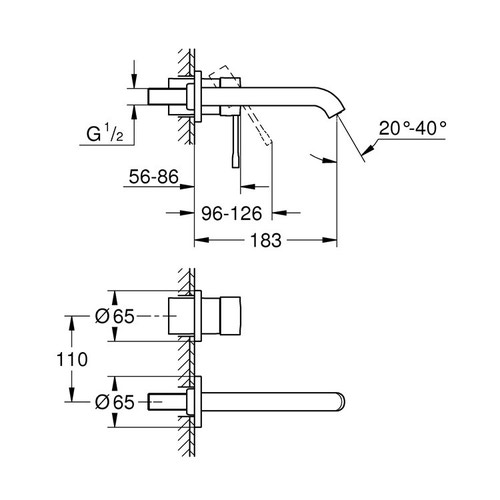 Immagine di Grohe Essence New Miscelatore per lavabo a 2 fori taglia S, finitura super steel 19408DC1