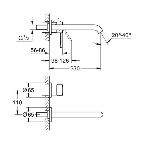 Immagine di Grohe Essence New Miscelatore per lavabo a 2 fori taglia M, finitura super steel 19967DC1
