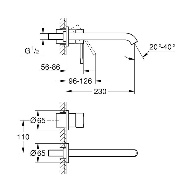 Immagine di Grohe Essence New Miscelatore per lavabo a 2 fori taglia M, finitura super steel 19967DC1