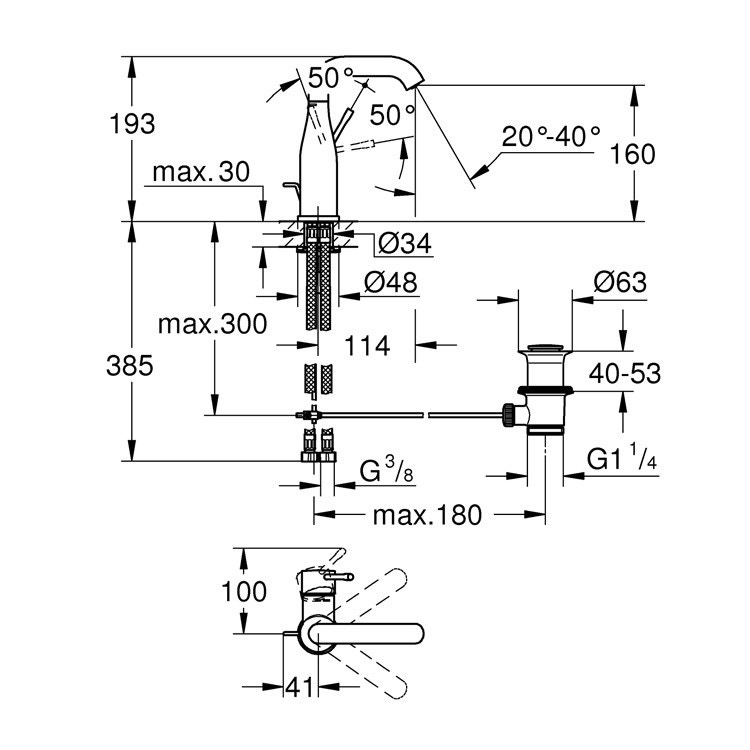 Immagine di Grohe Essence New Miscelatore per lavabo taglia M, finitura super steel 23462DC1