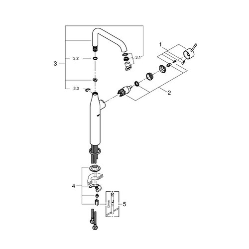 Immagine di Grohe Essence New Miscelatore monocomando per lavabo a bacinella taglia XL, finitura super steel 32901DC1