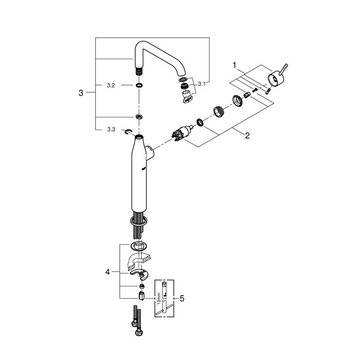 Immagine di Grohe Essence New Miscelatore monocomando per lavabo a bacinella taglia XL, finitura super steel 32901DC1