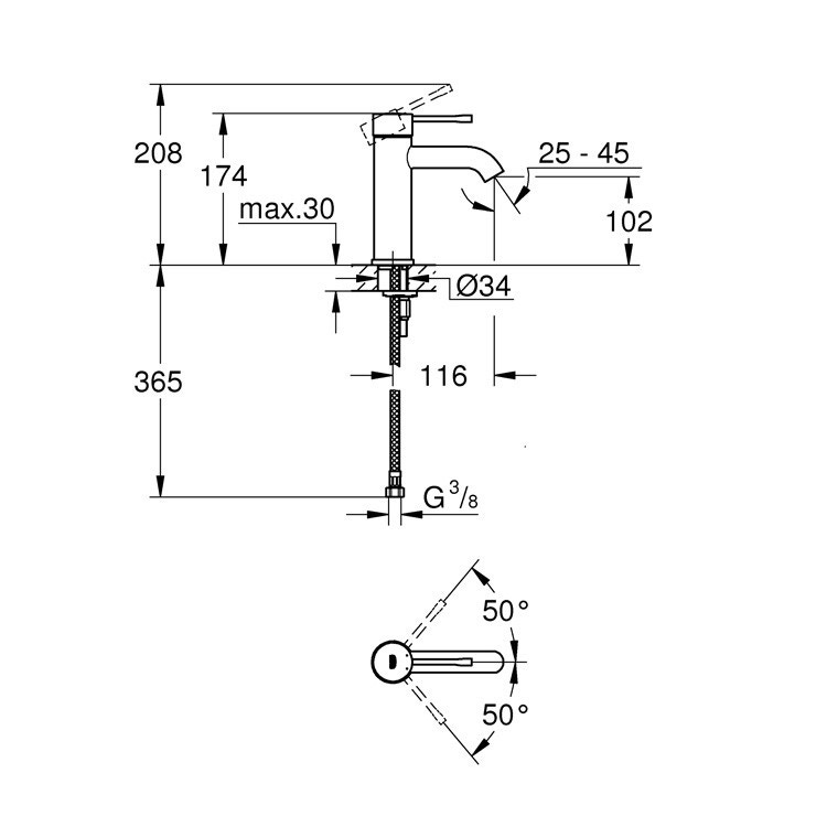 Immagine di Grohe Essence New Miscelatore monocomando per lavabo taglia S, finitura super steel, dischi ceramici da 28 mm 23590DC1