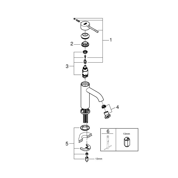 Immagine di Grohe Essence New Miscelatore monocomando per lavabo taglia S, finitura super steel, dischi ceramici da 28 mm 23590DC1