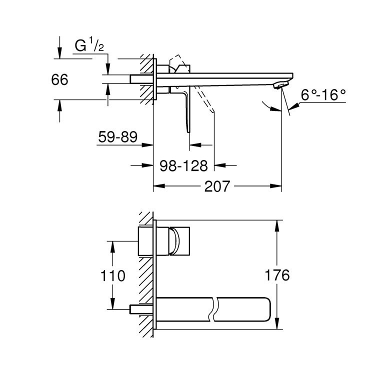 Immagine di Grohe Lineare New Miscelatore per lavabo a 2 fori taglia M, finitura super steel 23444DC1